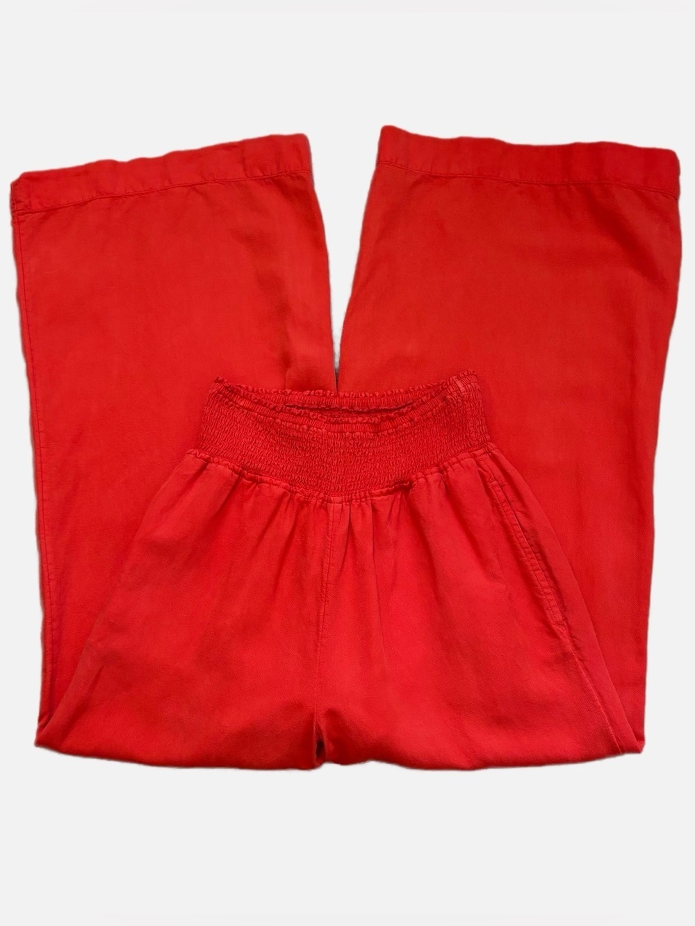 Calypso St. Barth Reddish-Orange Smocked Waist Wide-Leg Pants Women’s Small